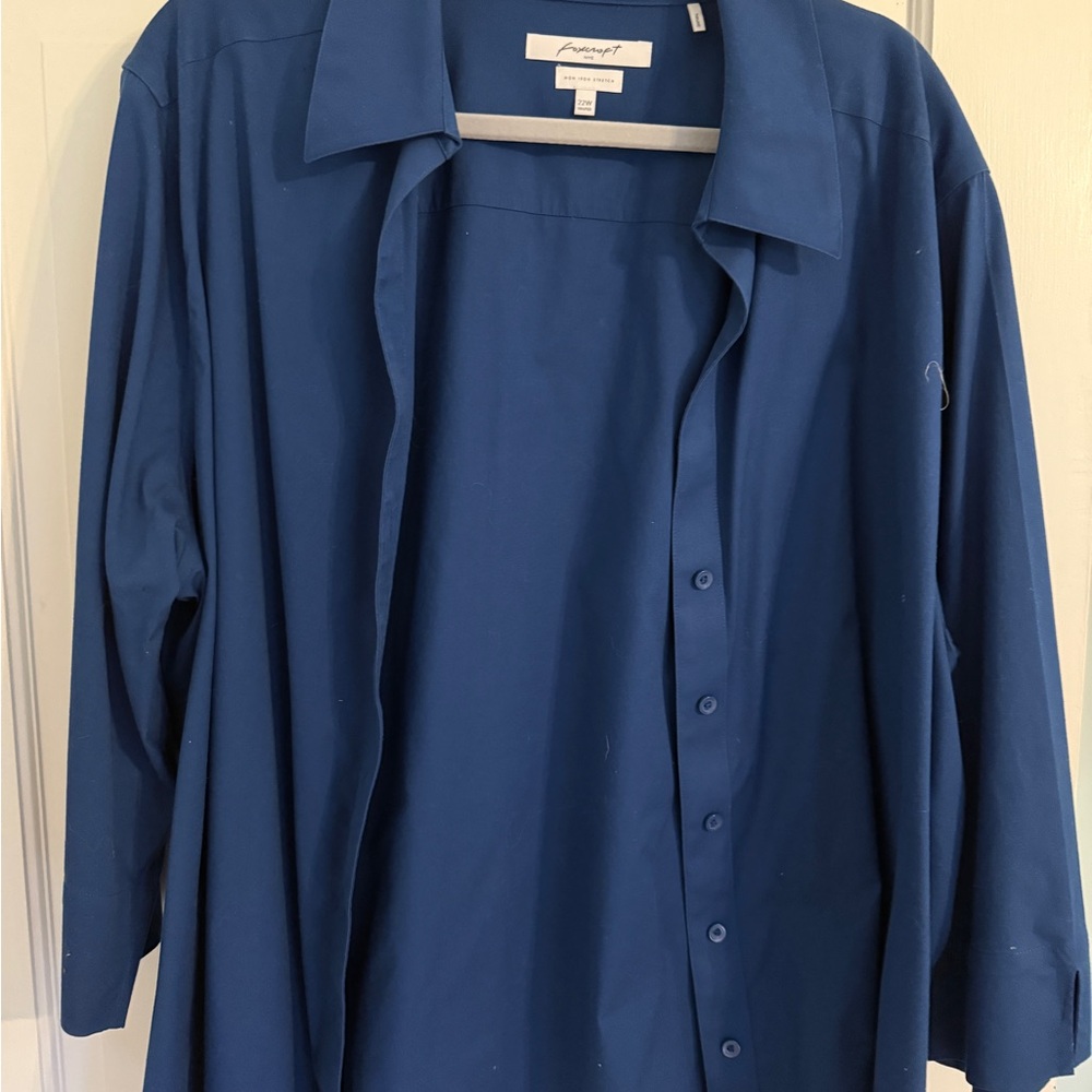 Foxcroft Women's Blue Button-Up Top